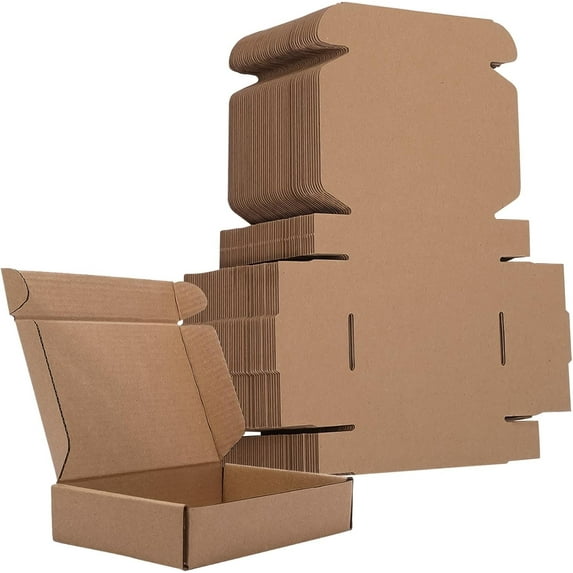 50 Pack Small Corrugated Cardboard Boxes for Packing and Mailing, Literature Mailer (Internal Size: 6x4x1 Inch)