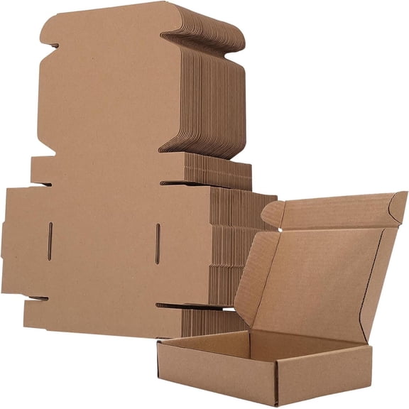 50 Pack Small Shipping Boxes, Brown Corrugated Cardboard Boxes Mailing Box, Small Shipping Mailer Box for Bussiness Shipping Packing Mailing Moving, Literature Mailer(Internal Size:6x4x1inch)
