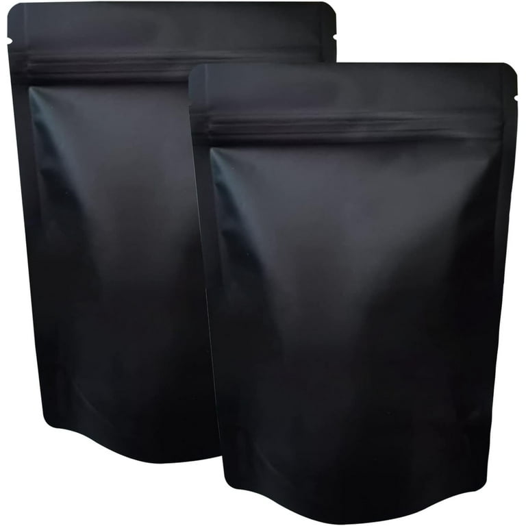 50 Pack Black Mylar Bags, Plastic Smell Proof Bag Reusable