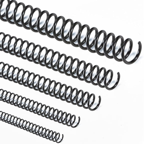 50 Pack Spiral Binding Coils 4:1 Pitch, Black Plastic Binding Coils Kit  5 Sizes (1/4, 5/16, 3/8, 1/2, 3/4 Inch) Mixed Set, Spiral Binder Coil for Letter Size Documents