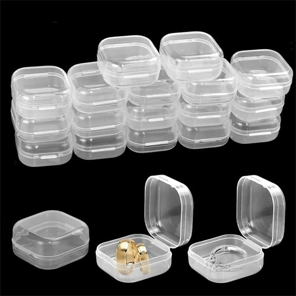 Plastic Beads Storage Containers,Mini Square Arts Crafts Storage Organizers,Clear Square Box Empty Case with Lid for Earplugs, Pills, Jewelry, Hardware or Small Craft Gadgets (50 Pieces)