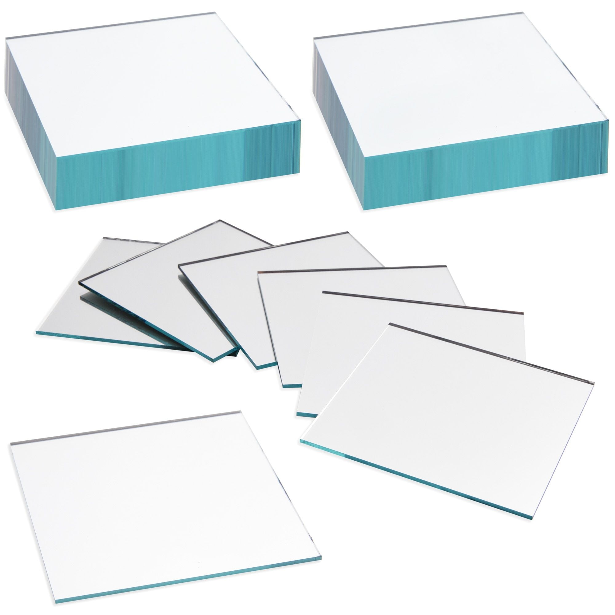 50 Pack 3 Inch Square Glass Mirror Tiles for Crafts and Decor