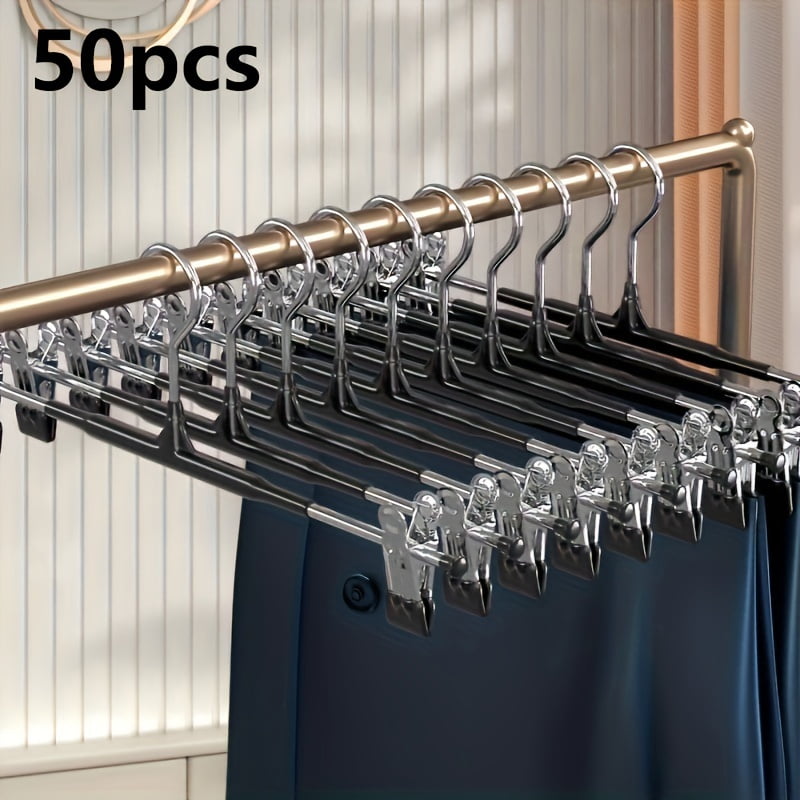 20 Pack Metal Trouser Hangers With Clips - Adjustable Anti-Slip Pant Hangers For Pants, Skirts, And Clothes - View #2