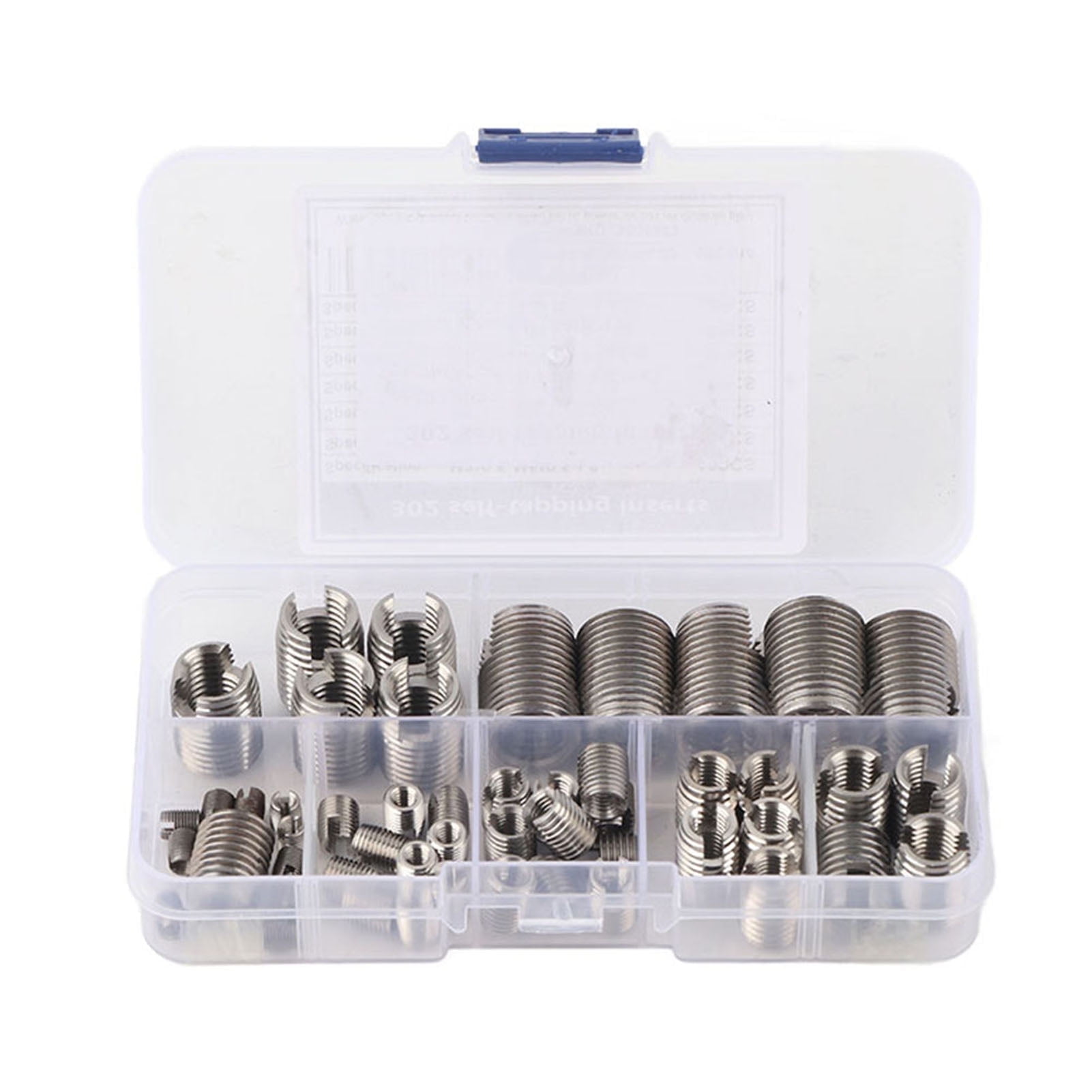 50 Pack Stainless Steel Internal Thread Self-Tapping Thread Insert Set Thread Reinforcement Repair Tool Style 302 Stainless Steel Self Tapping Quick Inserts with Storage Box