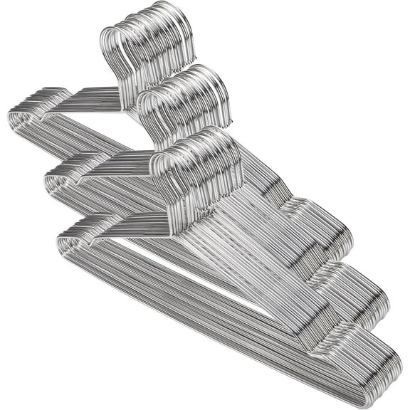 50 Pack Stainless Steel Strong Wire Metal Hangers Heavy Duty Clothes Hangers - 16.5"/42cm