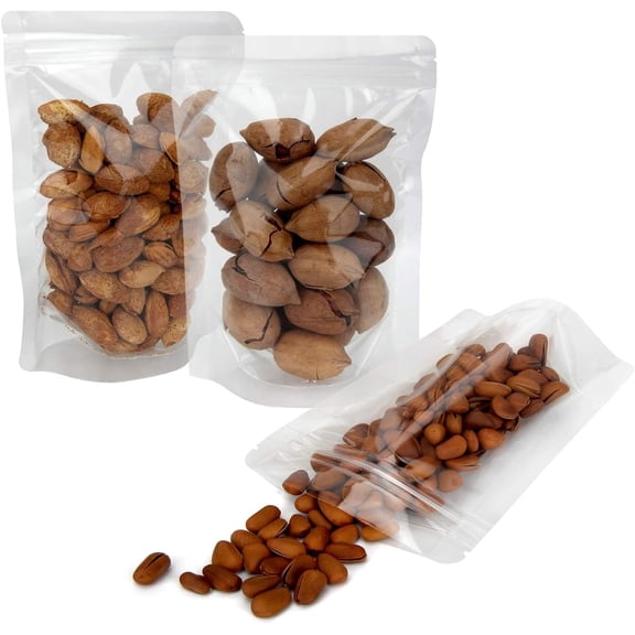 50 Pack Stand Up Pouch Bags, Resealable Clear Self-seal Pouches with Tear Notch for Food Packing (3.9 X 5.9 Inches)