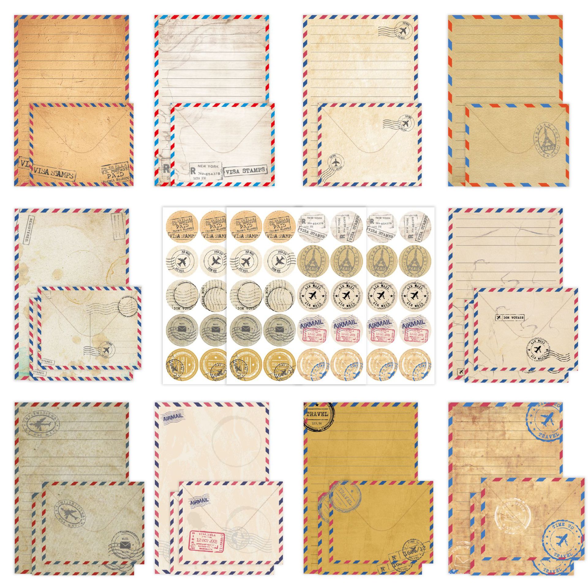 50 Pack Stationary Letter and Envelopes Set, Shipping Security Colored Cute Paper and Envelopes Seals for Mailing Wedding Business Invitations Card Making Supplies