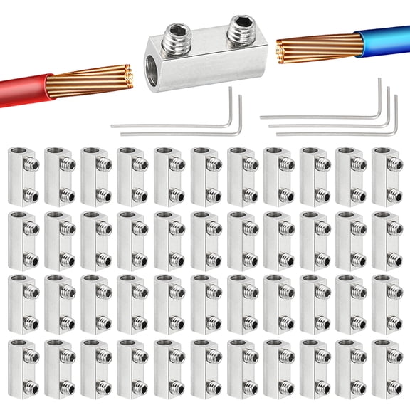 50 Pack Steel Wire Rope Cable Clamp M2.5 Wire Rope Clips with Screw Silver Tone