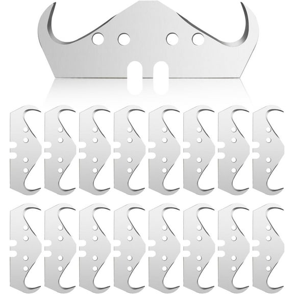 50-Pack Super Big Hook Trimming Blades for Roofing and Flooring, Carbon Steel, Double Sided with 2 Notches and 4 Holes