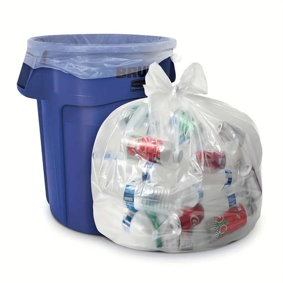 50 Pack Thickened Transparent Trash Bags, Heavy Duty Leak Proof Garbage Bags with Tie Handles for Kitchen Home Office Waste Sorting Recycling Dust Cover, Clear Plastic Liners