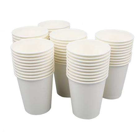 50-Pack Thickened White Disposable Paper Cups - Handcrafted Tea Tasting Cups for Hot/Cold Beverages and Sampling - White