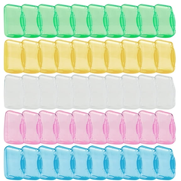 50 Pack Toothbrush Covers, Caps for Electric & Manual Toothbrush Heads, Keeps Fresh and Clean, Portable Plastic Clip for Household Travel, Camping, Bathroom, School, Business-Multicolour