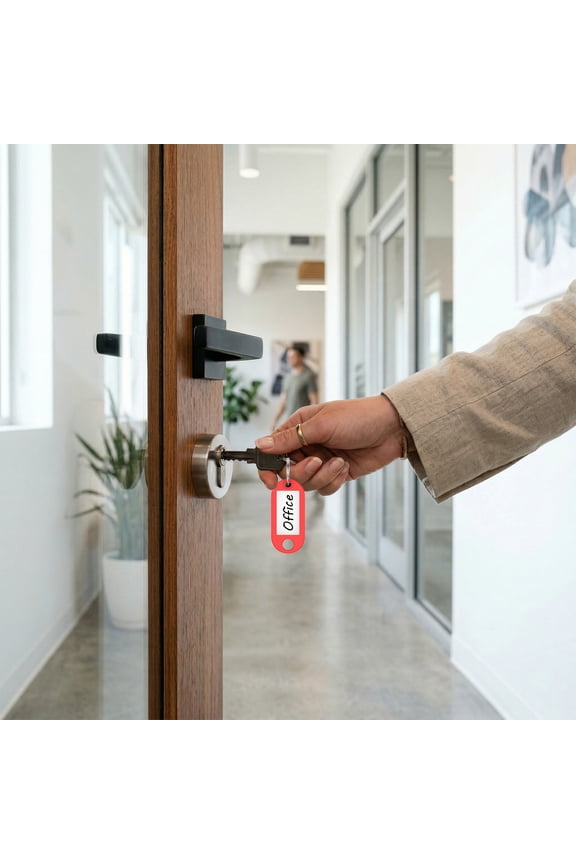 50 Pack Tough Plastic Key Tag with Split Ring and Clear Label Window Portable Key Label for Keychain Suitcase USB Drive Toolbox