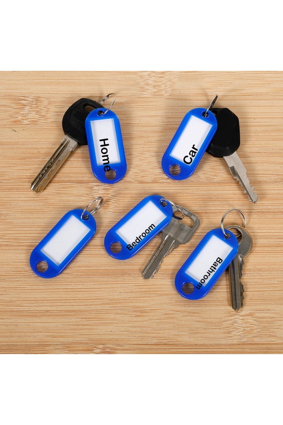 50 Pack Tough Plastic Key Tag with Split Ring and Clear Label Window Portable Key Label for Keychain Suitcase USB Drive Toolbox
