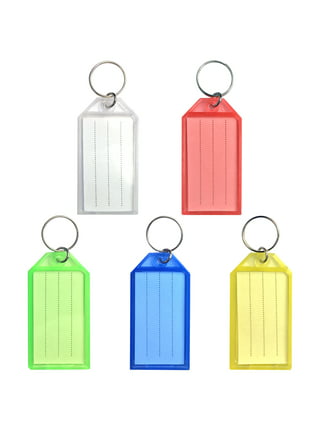 Uniclife 20 Pack Tough Plastic Key Tags with Split Ring Label Window White