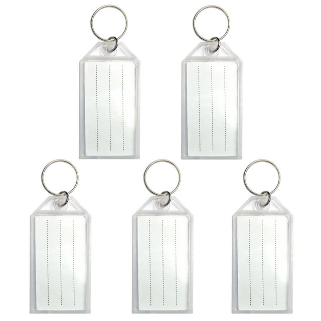 50 Pack Tough Plastic Key Tags with Split Ring Label Window, Coded ID