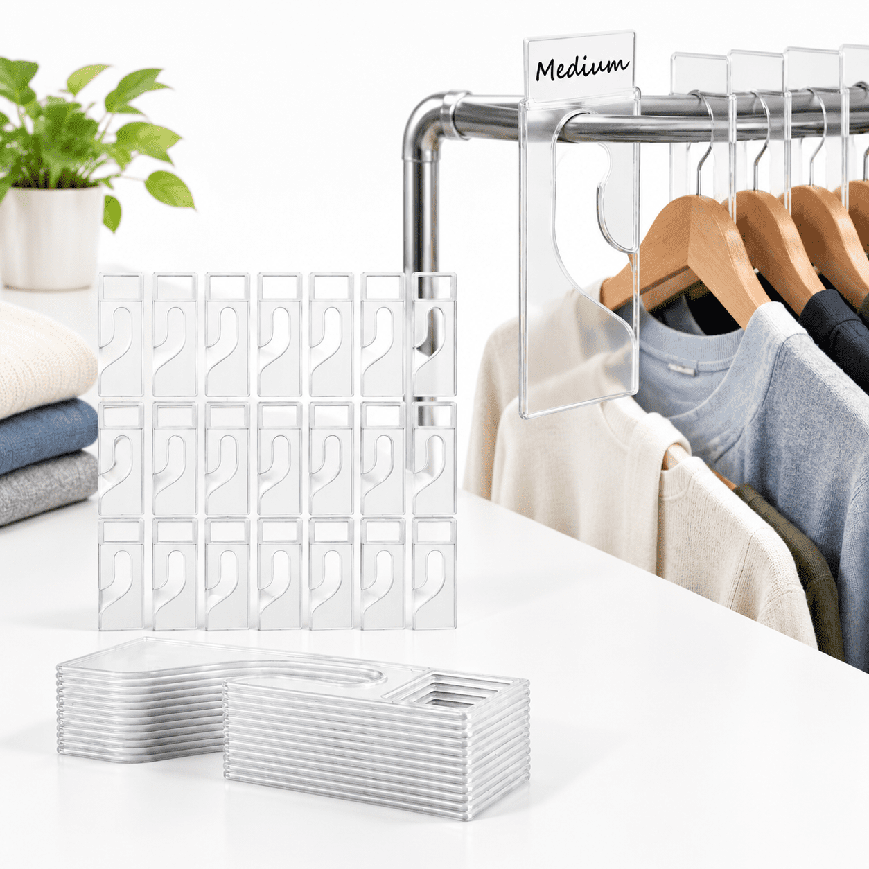 50 Pack Transparent Clothing Rack Size Dividers With Labels for Closet ...