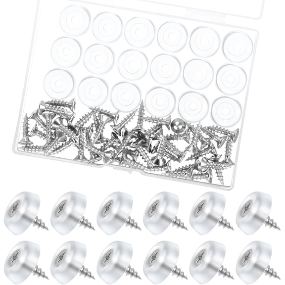 50 Pack Transparent Screw Rubber Pads Cabinet Bumpers Clear Rubber Door Stops with Screws Transparent Rubbers Board Sound Dampening Non-Slip Bumper Pad for Drawers Door Wall