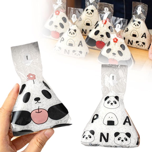 50-Pack Triangle Onigiri Wrappers - Food Grade OPP Plastic Rice Ball Bags with Easy-Tear Design & Stickers for Japanese Sushi, Picnic Takeaway, and Box Storage