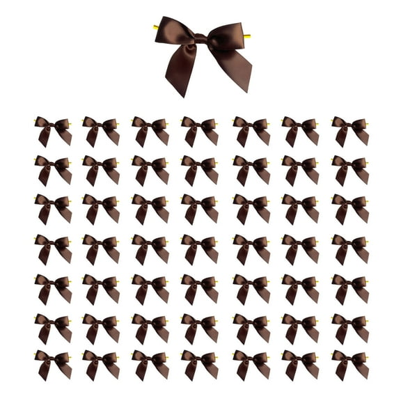 50 Pack Twist Tie Bows for Treat Bags Satin Ribbon Bows for Package Craft Gift Wrapping Decoration