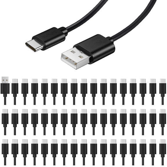 50-Pack USB C Charger Cable - Multipack USB to Type-C Bulk Charging Cords USB 2.0 Wire for USB-C Phones Tablets, 3.3ft Long
