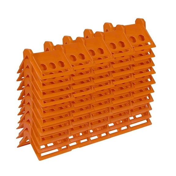 (50 Pack V Shaped Board 4" Orange Plastic Corner Edge Protectors for Cargo Loads | Tie Down Strap Guard for Winch, Ratchet Straps on Flatbed Trailers | V-Style Tie Down Edge Protectors