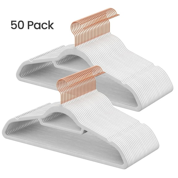 50 Pack Velvet Hangers Clothes Hanger with Swivel Hook Non-Slip for Coat Shirt Dress Pants Tie Cloud White