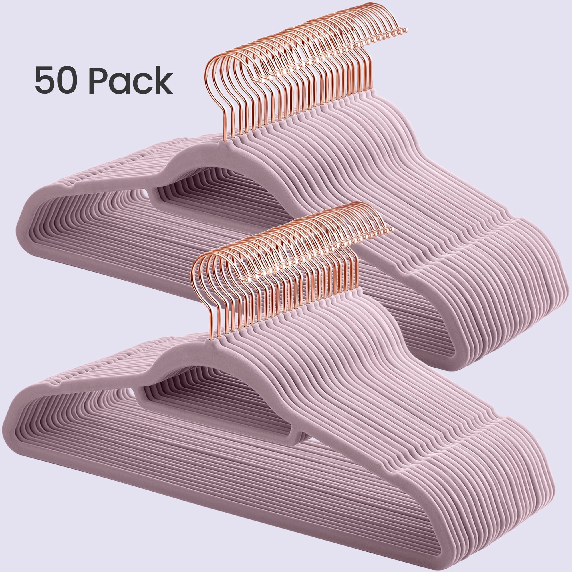 50 Pack Velvet Hangers Clothes Hanger with Swivel Hook Non-Slip for Coat Shirt Dress Pants Tie Lavender Purple