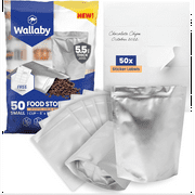 50 Pack Wallaby Gusset Mylar Bags for Food Storage, 1 Cup (5.5 Mil - 5" x 7") Stand-up Resealable Zipper Pouches - Silver