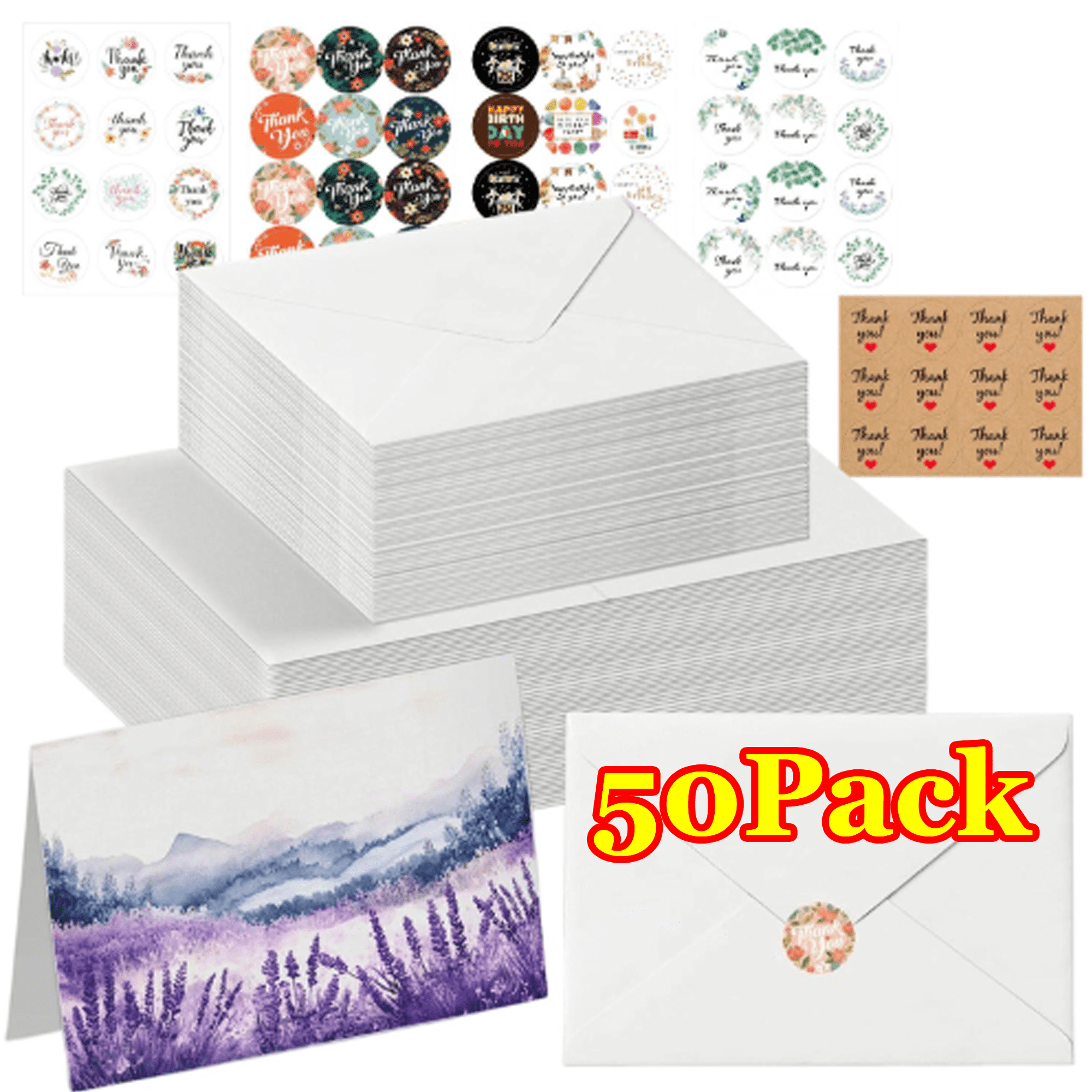 50 Pack Watercolor Cards with Envelopes, 4 x 6 Inch, Perfect for Painting or Card Making, Ideal for Christmas and Birthday Gifts