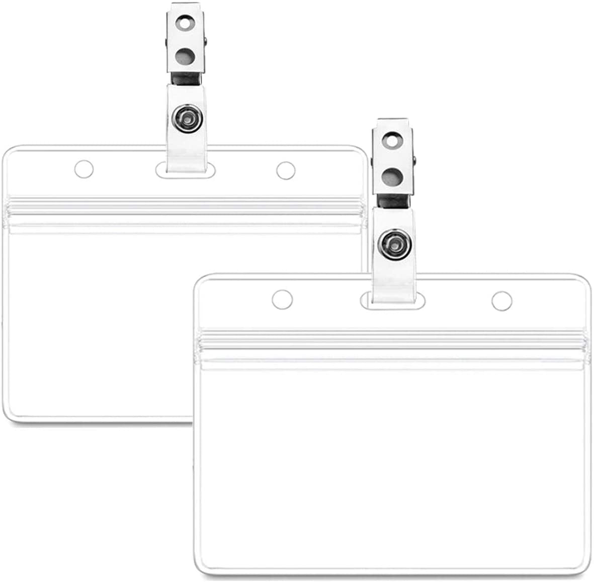 50 Pack Waterproof Horizontal ID Badge Holder Horizontal Clear PVC Name ...