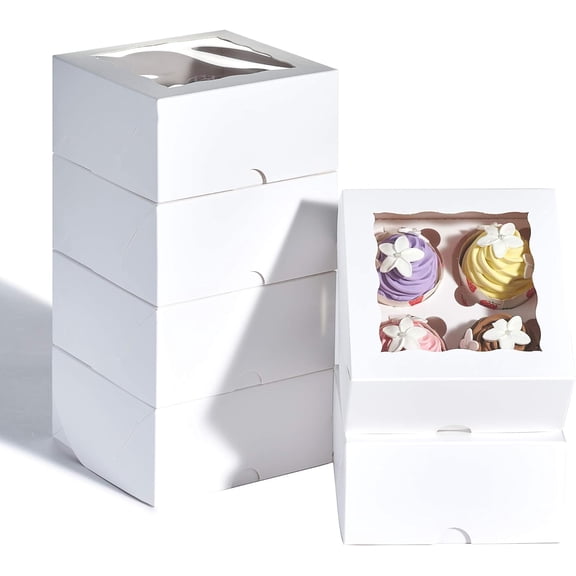 50 Pack White 4 Cupcake boxes with Window Chocolate Bomb Boxes Bakery Box Cookies Boxes Strawberry Boxes