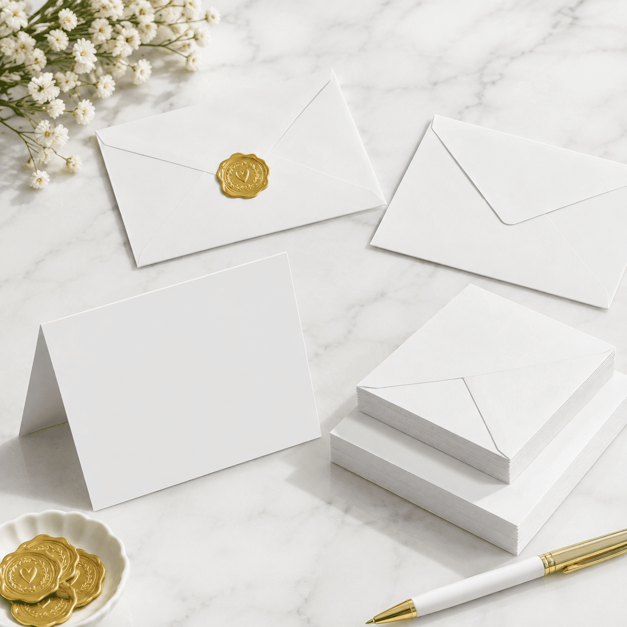 50 Pack White A7 Envelopes With Cards And Stickers 5x7 - Walmart.com