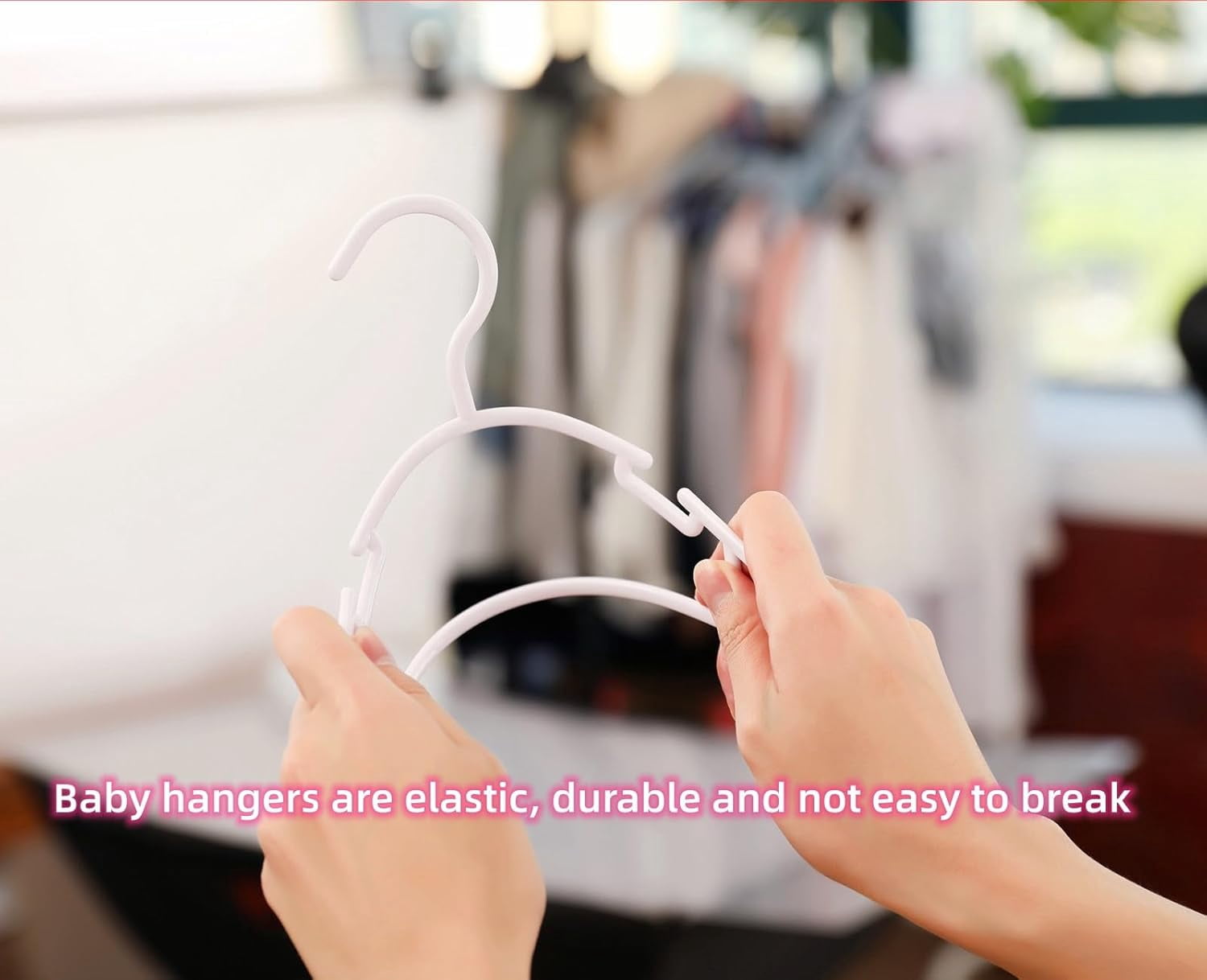 50 Pack White Baby Nursery Closet Hangers, Anti-Slip Laundry Infant Pant Hanger for Newborn Clothes Gift, Ultra-Thin Plastic Hanger for Girl Boy Toddler