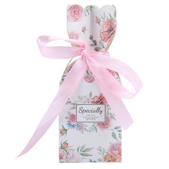 50-Pack White Cardboard Sweet Boxes 2x2x4.7in with Ribbon for Wedding Party Favors 50pcs Ribbon