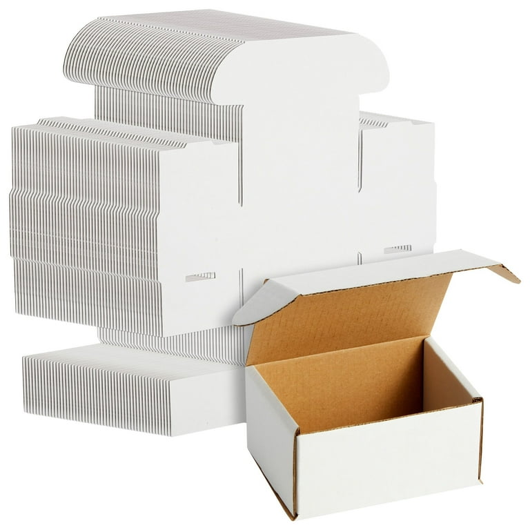 Famagic Paquete de 50 cajas de cartón pequeñas blancas de 4 x 4 x 2  pulgadas, cajas de envío blancas para pequeñas empresas, cajas de correo  pequeñas