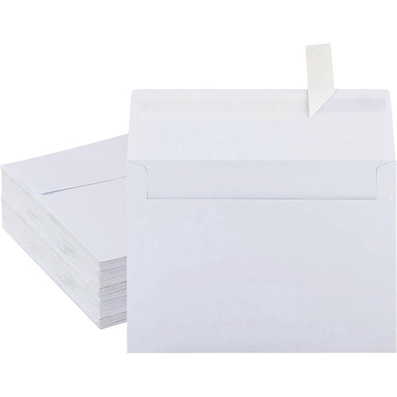 Siloon 5x7 Envelopes, 50 Pack White A7 Peel and Stick Envelopes for Invitations, Wedding, Greeting Cards, Photos