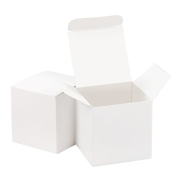 50 Pack White Gift Boxes Paper Boxes Crafting Cupcake Boxes 2.75x2.75x2.75 inch with Lids for Gift Wrapping Birthday Wedding and Party