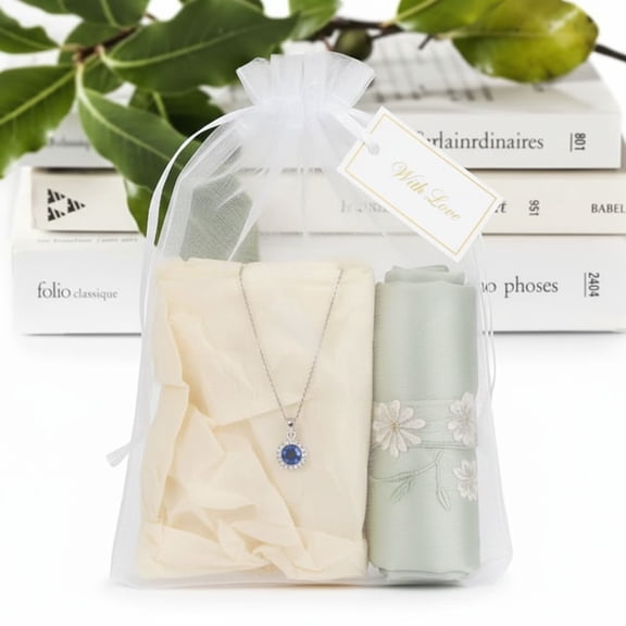 50 Pack White Organza Bags 8x12 inch Mesh Bags Drawstring Large Gift Pouches for Christmas Jewelry Candy Wedding Party Favor