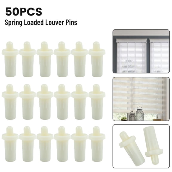 50 Pack White Spring Loaded Shutter Repair Pins Plastic Replacement Louver Pins for Plantation Shutters DIY Fix Broken Slats