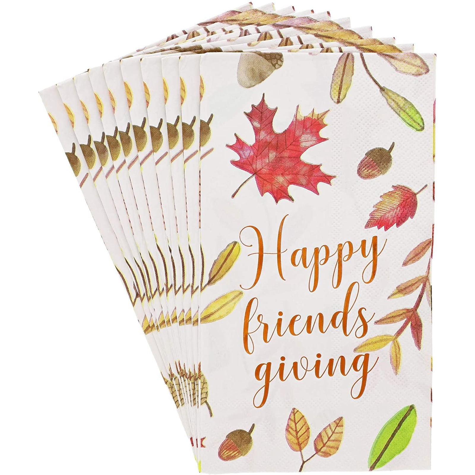 50-Pack White Thanksgiving Paper Napkins for Friendsgiving Party (7.9x4.4 in)