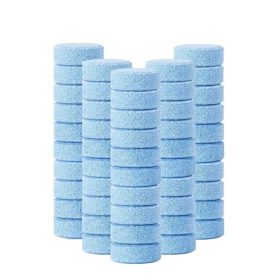 50 Pack Windshield Washer Fluid Concentrate Tablets – Solid Effervescent Cleaner for Automotive Glass Maintenance