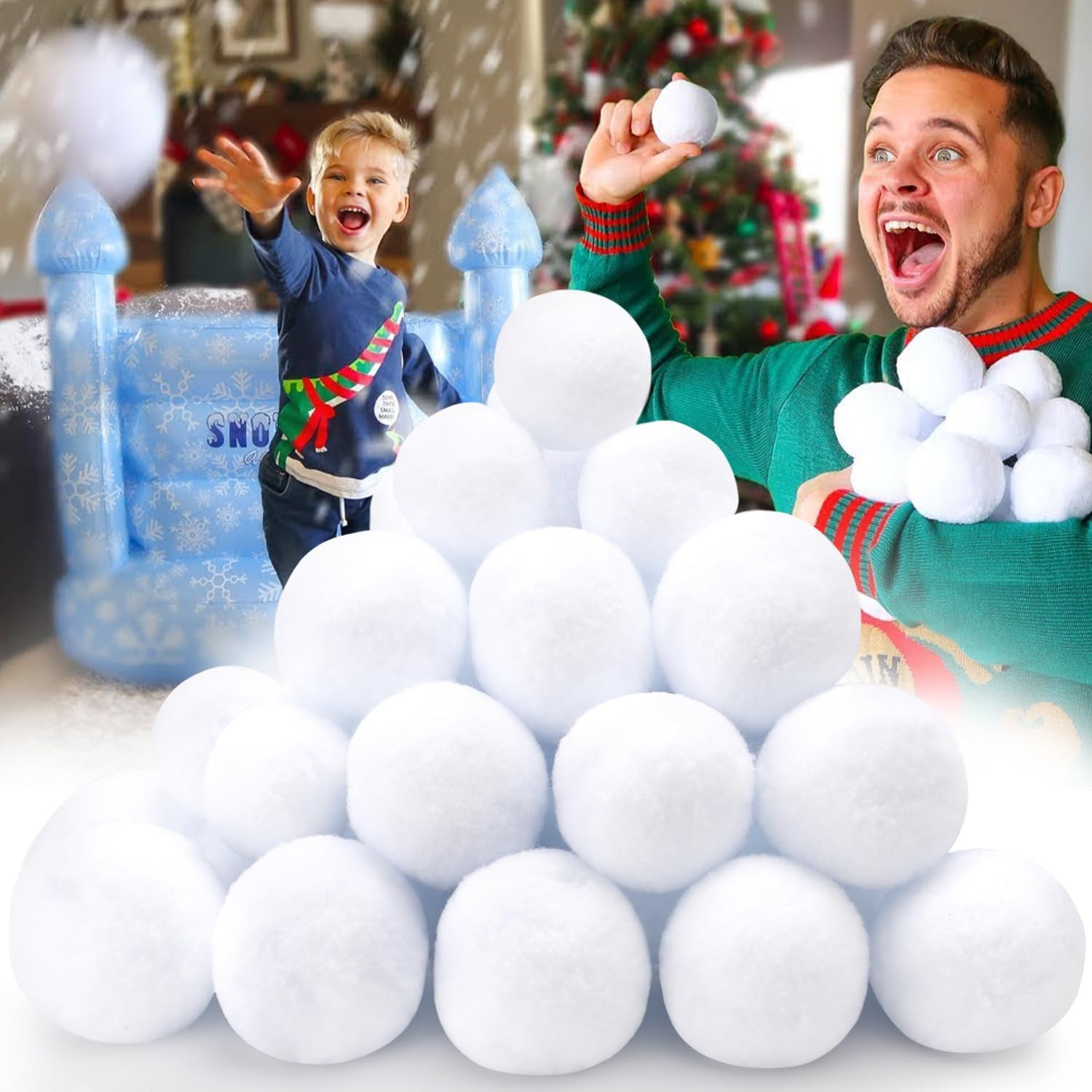 50 Pack Winter Wonderland Fake Snowballs for Kids, Indoor and Outdoor
