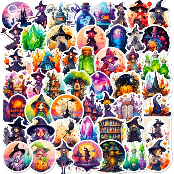 50-Pack Wizard Potion Bottle Stickers - Gothic Witchcraft and Demon Graffiti Decals for Luggage and DIY Projects