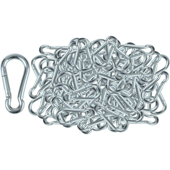 | 50 Pack and 100 Pack | Bulk Heavy Duty Carabiner Snap Clip Hooks |Black, Zinc and Stainless | Contractors, Gyms, Fitness Centers, Business,