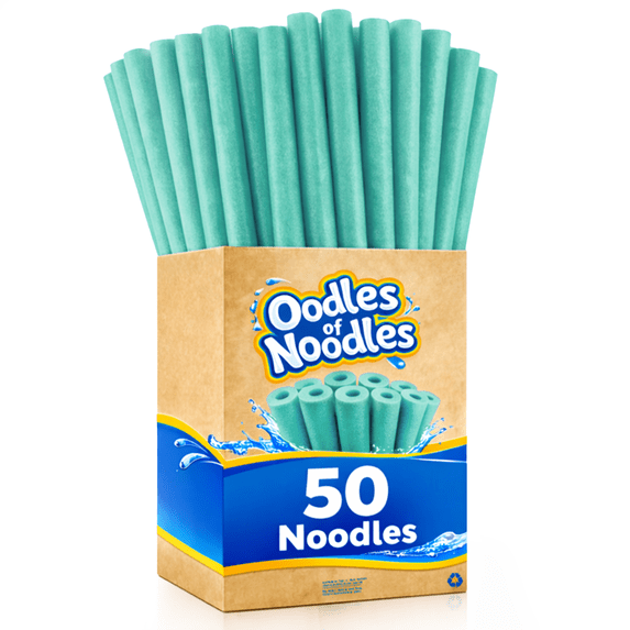 Oodles of Noodles Premium Pool Noodles - 48 inch x 2.5 inch - Multi-Purpose Foam Tubes for, Pool, Exercise, Crafts, Padding - 50 Pack (Green)