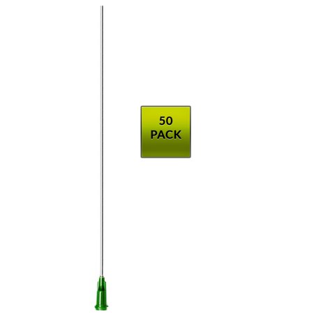 50 Pack of Blunt Tip Lure Lock Dispensing Fill, Industrial/Arts and Crafts Needles, 14 Gauge - Olive, 5" / 12.7cm