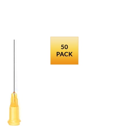 50 Pack of Blunt Tip Lure Lock Dispensing Fill, Industrial/Arts and Crafts Needles, 23 Gauge - Orange, 1" / 2.54cm