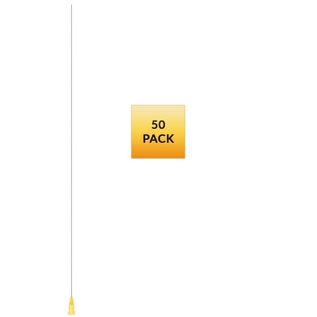 50 Pack of Blunt Tip Lure Lock Dispensing Fill, Industrial/Arts and Crafts Needles, 23 Gauge - Orange, 10" / 25.4cm
