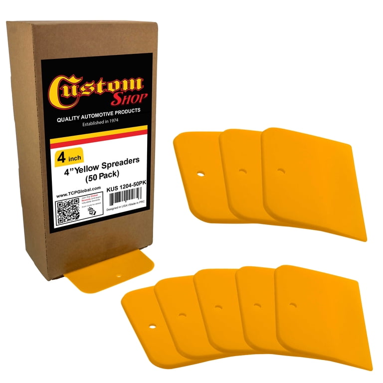 50-Pack Of 3" X 4" Yellow Plastic Spreader Putty Knives - For Glaze, Putty, Filler